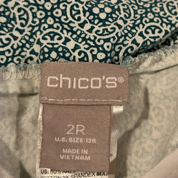 Chico’s stretch pant size 2R 12 green white EUC #67 30% off w♥️ - Picture 9 of 12